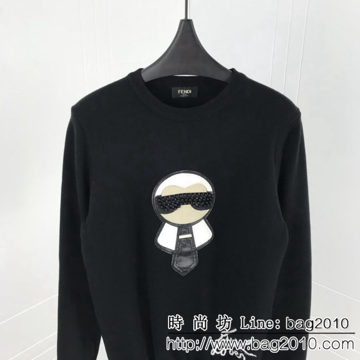 FENDI芬迪 18SS秋冬新款 老佛爺貼牌logo 簡單百搭款 毛衣 情侶款 ydi1529
